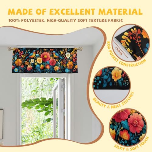 Floral Mexican Bird Curtain Valance - Image 2