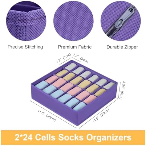 Joyoldelf Sock Drawer Organizer Divider 2 Packs Underwear Organizer, 24 Cell - Image 2