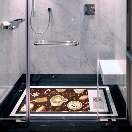 Bathtub Mat Non Slip 26.8x15.1In, Xmas Coffee Candy Bath Mat - Image 5