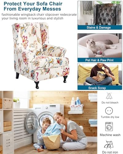 CRFATOP Wingback Chair Covers Stretch Armchair Slipcovers - Image 5