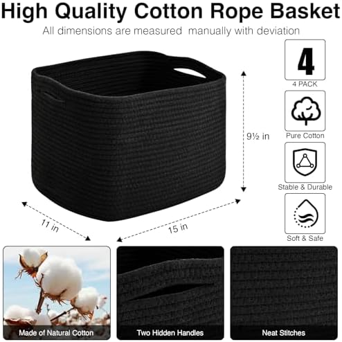 ICERZCZ Storage Baskets for Organizing & Shelves, Woven Cotton Rope - Image 3