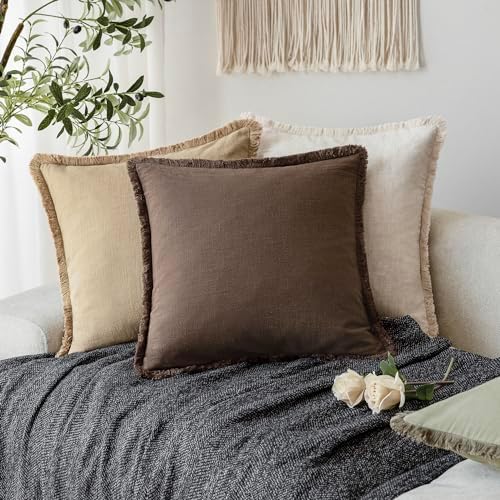 Foindtower Decorative Linen Fringe Lumbar Throw Pillow Covers Cozy Boho - Image 5