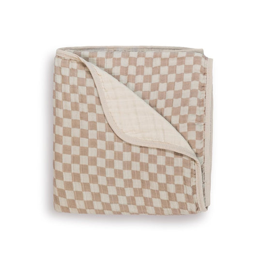 Itzy Ritzy Baby Blanket – Soft Cotton Muslin Multi-Use Blanket - Can Be Used as a Tummy Time Mat, Nursing Cover, Stroller Shade & More – Measures 30" x 40", Machine Washable (Checkerboard)