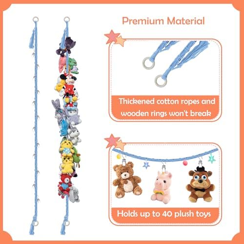 2PCS Stuffed Animals Storage Chain Organizers 80" Cotton Hanging Storage Chain - Image 4