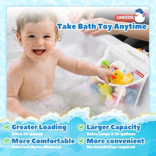 UNEEDE 2 Compartments Mesh Bath Toy Storage Organizer, an Upgraded - Image 4