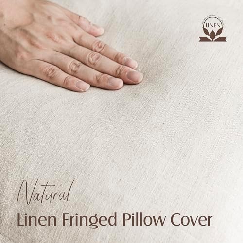 Foindtower Boho Linen Fringe Lumbar Throw Pillow Covers 12×20 Natural Beige - Image 2