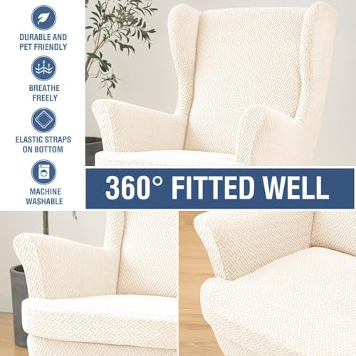 NILUOH Wingback Chair Covers 2-Piece, Armchair Slipcovers - Image 6