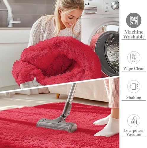 OLANLY 2x3 Machine Washable Small Bedside Rug, Soft Fluffy Shaggy Entryway - Image 2