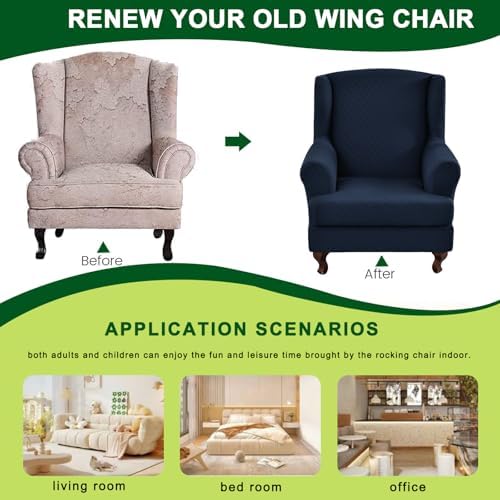 CRFATOP Wingback Chair Covers Stretch Armchair Slipcovers - Image 4