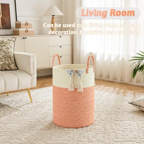Laundry Basket, Woven Cotton Rope Laundry Hamper, 80L - Image 2