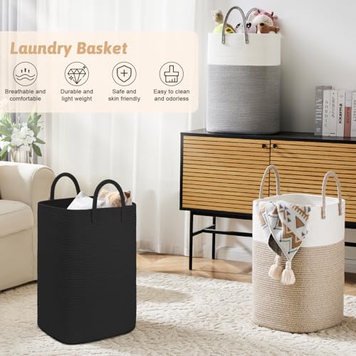 Artfeel Laundry Basket, Woven Cotton Rope Laundry Hamper, 80L Versatile Storage - Image 4