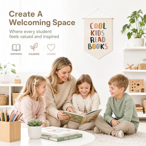 Reading Banner for Classroom Wall Decor, Cool Kids Read Books Sign, Book Nook - Image 3