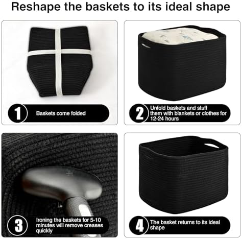 ICERZCZ Storage Baskets for Organizing & Shelves, Woven Cotton Rope - Image 7