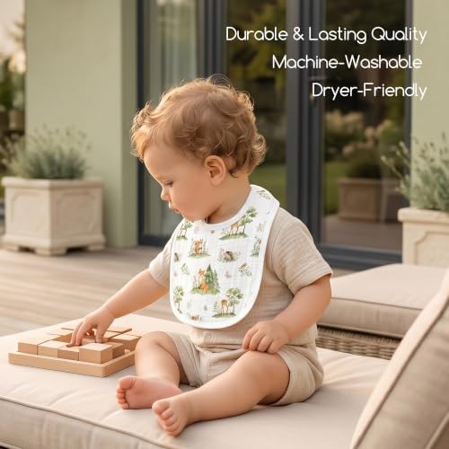 6-Pack Muslin Baby Bibs for Drooling & Teething, Absorbent Bib - Image 6