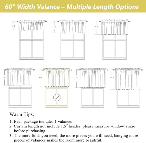 Sage Green Valances for Windows, Light Filtering Faux Linen Textured Small - Image 3