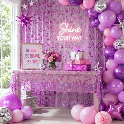 4 Pcs Purple Kpop Tulle Table Runner 29x70 Glitter Lace - Image 6