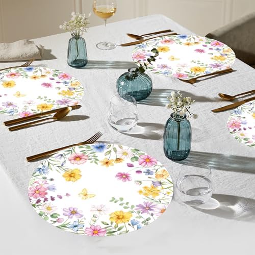 Watercolor Wildflower Wreath Paper Placemats - Image 6