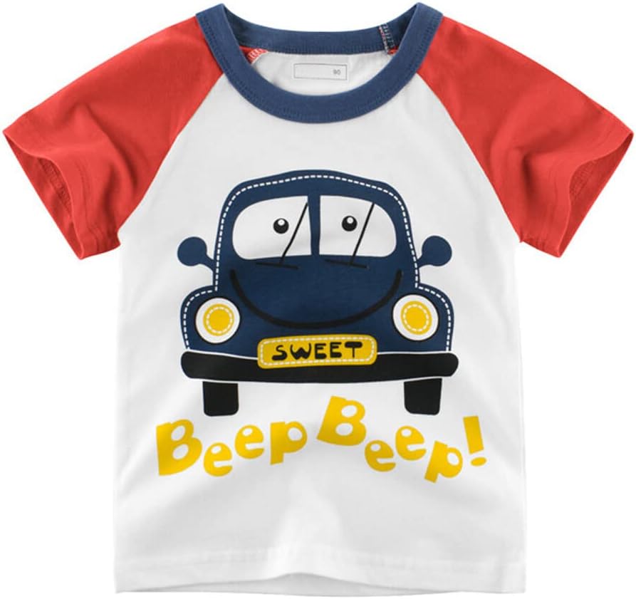 Boys' 4-Pack Excavator Short Sleeve Crewneck T-Shirts Top Tee Size 2-7 Years Toddler Boys' Value Pack Cotton T-Shirt