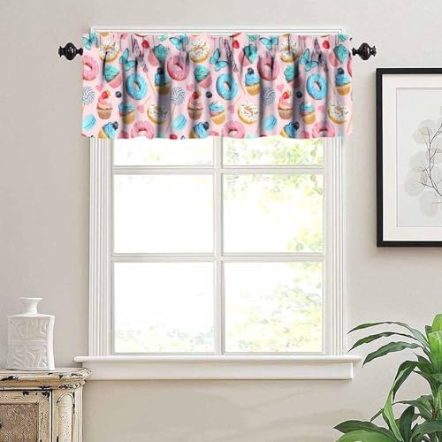 Sweet Food Valances Curtain Cupcakes Donuts Blue Butterfly Pattern Window - Image 5