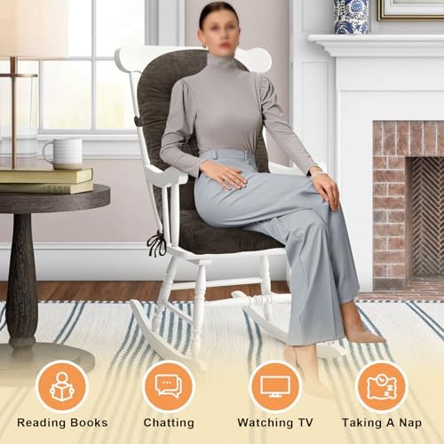 Rocking Chair Cushion, High Back, Sepia Brown - Image 5