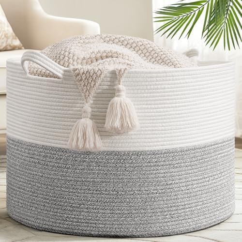 Goodpick Extra Large Woven Blanket Basket Living Room, Toy Bin by Goodpick