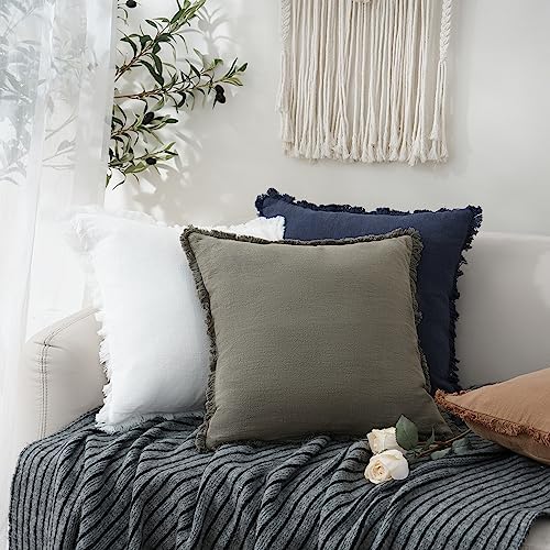 Foindtower Decorative Linen Fringe Throw Pillow Covers Cozy Boho Farmhouse - Image 6