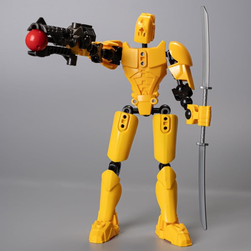 2pcs Random Color 3D Printed Mecha Robot 5.54-inch+Mecha Dog Multi-Jointed Action Figures, Full Body Mechanical Movable Toy, Multiple Accessories, Desk Decoration,New Year Gift