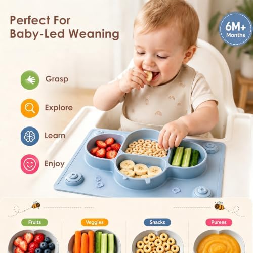 ROCCED Suction Plates for Baby Placemat Spoon Fork Set for Toddlers, Silicone - Image 4