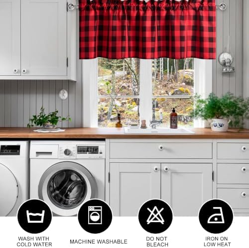 Hiasan Buffalo Plaid Curtains Valances, 52W x 18L, 1 Panel - Image 6