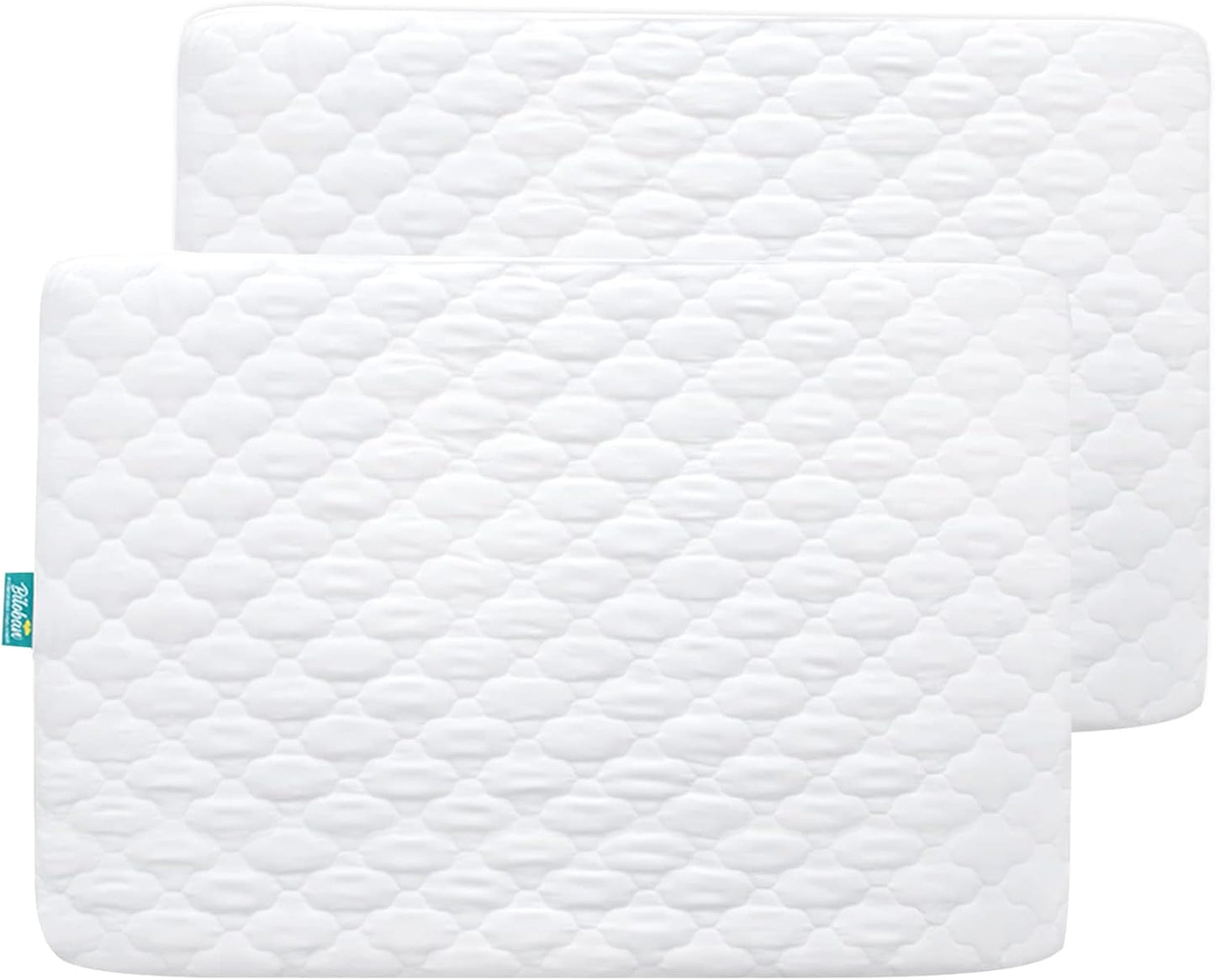 Biloban Pack and Play Sheets and Waterproof Mattress Protector Pad Cover 4 Pack Set, Ultra Soft, Grey, Noiseless Waterproof, Machine Wash