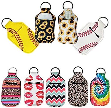 4 Piece Hand Sanitizer Bottle Holder Keyring Neoprene Keychain - Image 4