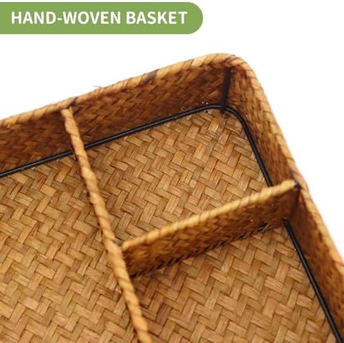 Nonam Large 4-Section Seagrass Tea Bag Organizer, Divided Basket - Image 2