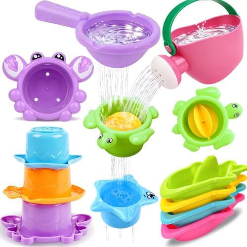 10 Pcs Bath Toys for Kids Ages 1-3, Bathtub & Pool Water Toys for Toddlers 1-3 by Unknown