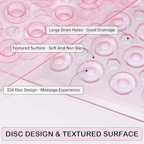 Non-Slip Bathtub and Shower Mats, Power Grip Bath Mat 35 x 16.3 Inch - Image 2
