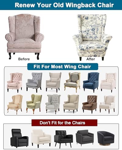 CRFATOP Wingback Chair Covers Stretch Armchair Slipcovers - Image 3