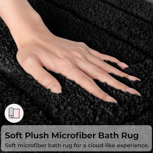 GRANNY SAYS Black Bathroom Rug 59" x 20", Non-Slip Microfiber Bath Mat - Image 3