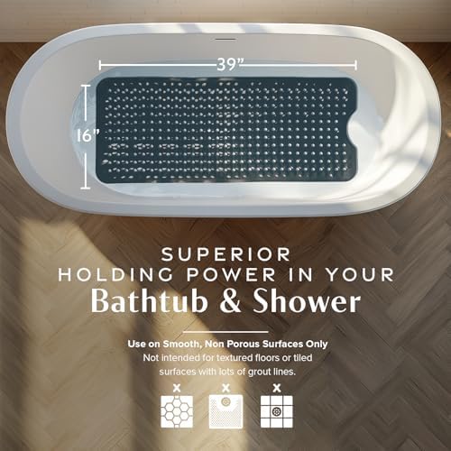 SlipX Solutions 39"x16" Power Grip Non Slip Bathtub Shower Mat - Image 3