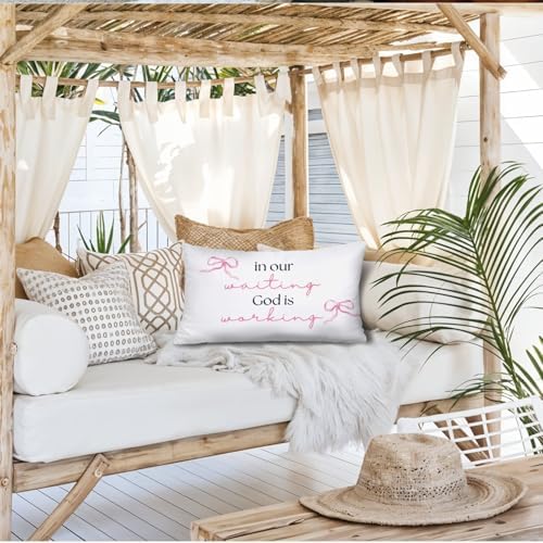 Coquette Pink Bow Christian 12x20 Pillow Cover, Preppy Bible Scripture - Image 6