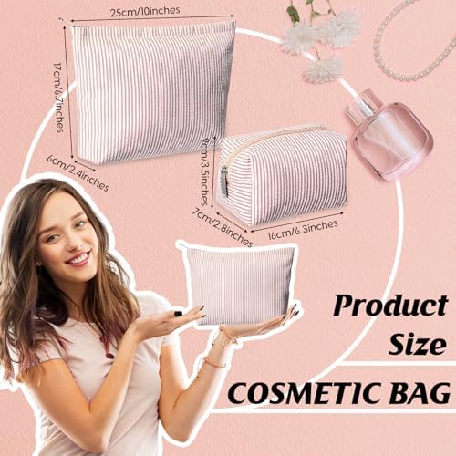 Huhumy 2 Pcs Makeup Bag Set for Women, Thin Stripe - Image 2