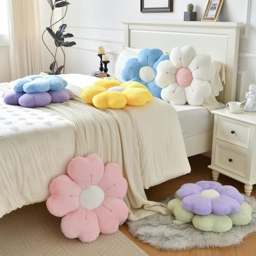 Flower Pillow, Daisy Decorative Throw Pillows, Light Purple, 15 Inches - Image 6