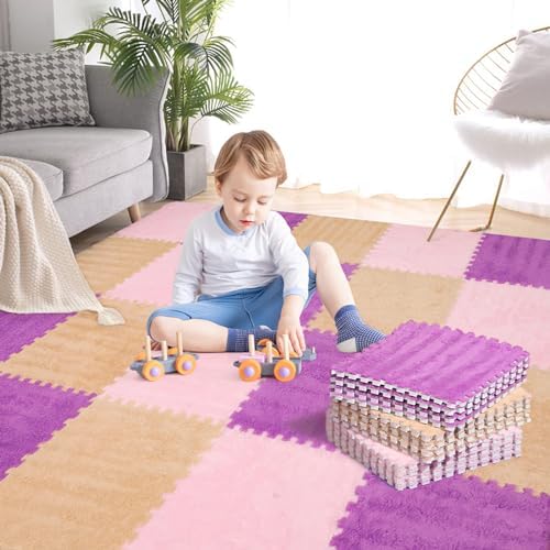 ZENOWICK 36 Pcs Plush Interlocking Carpet Tiles, Puzzle Play Mats by Zenowick