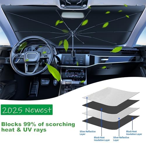 Windshield Sun Shade 2025 Car Accessories 100% Blackout Car Front Windsow - Image 3