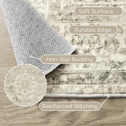 Vintage Boho Soft Rugs 5 x7 Washable Earth Tone Nursery Rug - Image 3