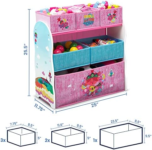 Delta Children Design and Store 6 Bin Toy Storage Organizer, Trolls World Tour - Image 3