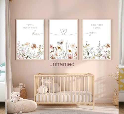 JBZDD 3Pcs Wildflower Nursery Wall Art Boho Botanical Flower Sentences Posters - Image 2