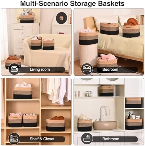 ICERZCZ Storage Baskets for Shelves Organizing, Woven Cotton Rope Baskets for - Image 5