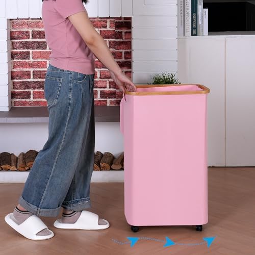 IEGrow Laundry Hamper with Wheels, 75L Laundry Basket with Bag - Image 5
