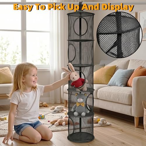 Hanging Stuffed Animal Storage Hammock Net 5 Tiers - Image 5