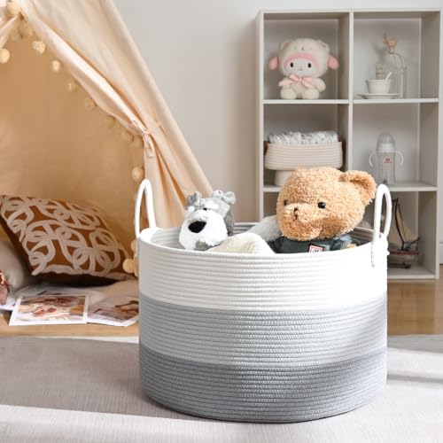 67L Large Woven Blanket Basket, Cotton Rope Baby Laundry Hamper - Image 4