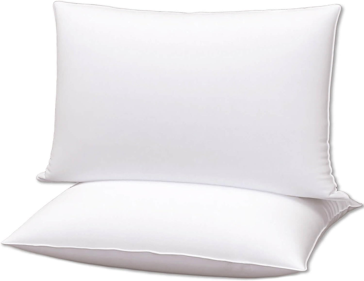 Squishy Flat Bed Pillows Queen Size Set of 2 Extra Soft Thin Pillow for Stomach Sleeping Adults Kids Back Sleeper Plush Fluffy White 20x30 inches
